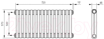 Радиатор стальной Arbonia RRN 2057/16 12 TF 16 (левый, боковое подключение)
