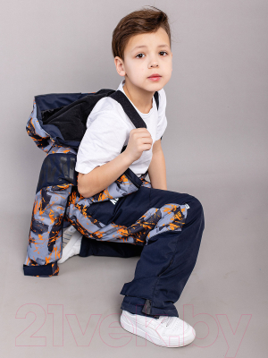 Комбинезон верхний детский Batik Идар 491-24з-2 (р-р 140-72, принт сине-оранжевый/темно-синий)