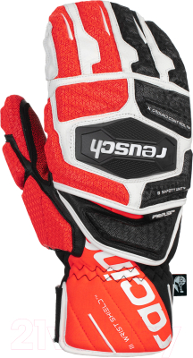 Варежки лыжные Reusch Worldcup Warrior GS Mitten / 6011411-7810 (р-р 9, Black/White/Fluo Red)