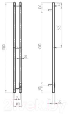 Полотенцесушитель электрический Двин X-2 Neo 120x10 BL