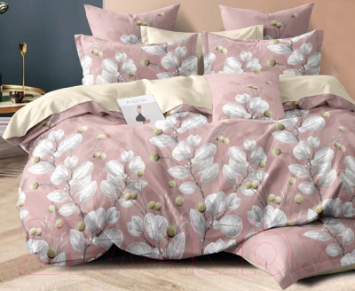 Комплект постельного белья Luxsonia Розовая дымка Евро / Пт6312/220 (70x70)