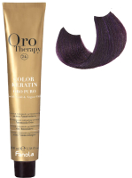 Крем-краска для волос Fanola Oro Puro Безаммиачная с кератином частицами золота тон 4.2 (100мл, каштан интенсивный фиолетовый) - 