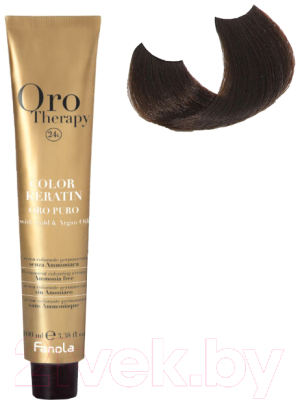 Крем-краска для волос Fanola Oro Puro Безаммиачная с кератином частицами золота тон 5.0 (100мл, светлый каштан)