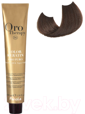 Крем-краска для волос Fanola Oro Puro Безаммиачная с кератином частицами золота тон 5.14 (100мл, шоколад)