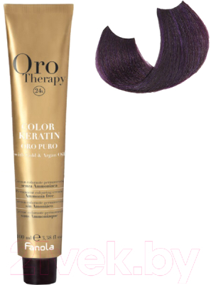 Крем-краска для волос Fanola Oro Puro Безаммиачная с кератином частицами золота тон 5.2 (100мл, светлый каштан фиолетовый)
