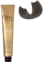 Крем-краска для волос Fanola Oro Puro Безаммиачная с кератином частицами золота тон 6.1 (100мл, темный блонд пепельный) - 