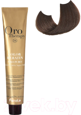 Крем-краска для волос Fanola Oro Puro Безаммиачная с кератином частицами золота тон 6.14 (100мл, лесной орех)