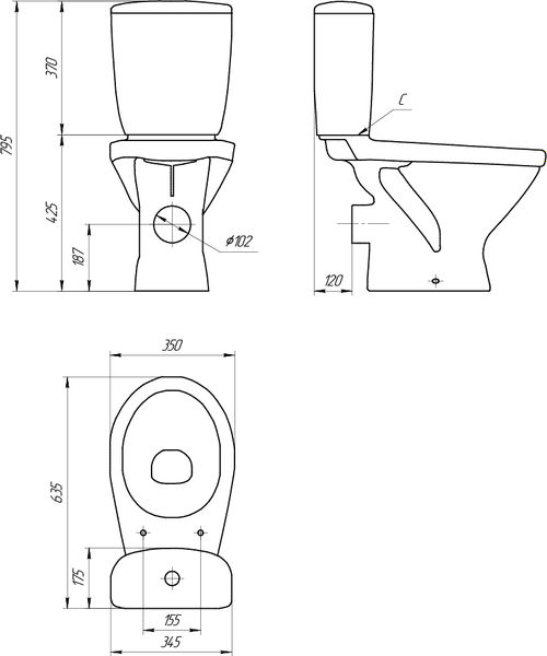 Унитаз напольный Cersanit Melar 031 3/6 DPL EO / 64234