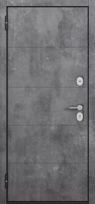 Входная дверь Mastino F3 Family Eco PP черный муар металлик/бетон темный/бетон серый (86x205, левая)