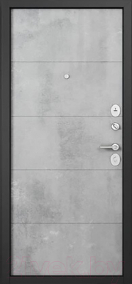 Входная дверь Mastino F3 Family Eco PP черный муар металлик/бетон темный/бетон серый (86x205, правая)