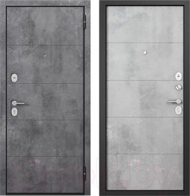 Входная дверь Mastino F3 Family Eco PP черный муар металлик/бетон темный/бетон серый (96x205, правая)
