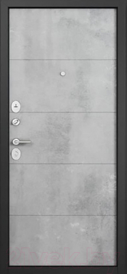 Входная дверь Mastino F3 Family Eco PP черный муар металлик/бетон темный/бетон серый (96x205, левая)