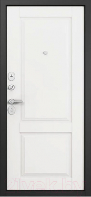 Входная дверь Mastino F4 Family Eco PP черный муар металлик/авокадо/белый матовый (86x205, левая)