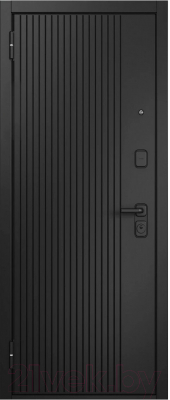 Входная дверь Mastino T1 Trust Eco PP черный муар металлик/черный матовый/белый софт (86x205, левая)