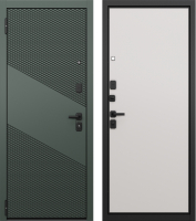 Входная дверь Mastino T4 Trust Eco PP черный муар металлик/авокадо/эмаль белоснежный (86x205, левая) - 