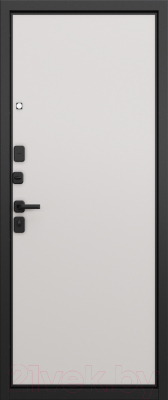 Входная дверь Mastino T4 Trust Eco PP черный муар металлик/авокадо/эмаль белоснежный (86x205, левая)