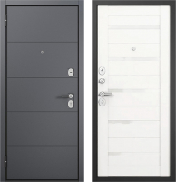 Входная дверь Mastino F2 Family Eco PP черный муар металлик/оскуро/белый ларче (86x205, левая) - 