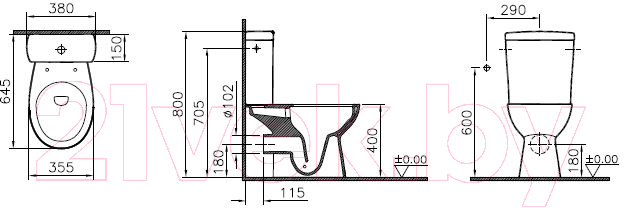 Унитаз напольный VitrA S10 / 9822B003-7204