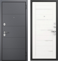 Входная дверь Mastino F2 Family Eco PP черный муар металлик/оскуро/белый ларче (96x205, правая) - 