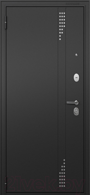 Входная дверь Mastino T2 Trust Eco MP черный муар металлик/черный муар/бьянко ларче (86x205, левая)