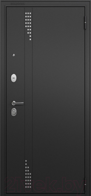 Входная дверь Mastino T2 Trust Eco MP черный муар металлик/черный муар/бьянко ларче (86x205, правая)