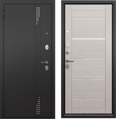Входная дверь Mastino T2 Trust Eco MP черный муар металлик/черный муар/бьянко ларче (96x205, левая)
