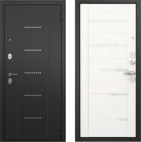 Входная дверь Mastino T3 Trust Eco MP черный муар металлик/черный муар/белый ларче (86x205, правая) - 