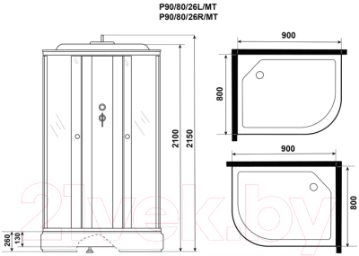 Душевая кабина Niagara Promo P90/80/26R/MT 90x80x215