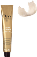 Крем-краска для волос Fanola Oro Puro Безаммиачная с кератином частиц золота тон 10.13 Extra (100мл, платиновый блондин бежевый экстра) - 