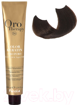 Крем-краска для волос Fanola Oro Puro Безаммиачная с кератином частицами золота тон 3.0 (100мл, темный каштановый)
