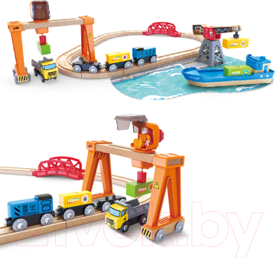 Железная дорога игрушечная Hape Подъемно-погрузочная гавань / E3791_HP