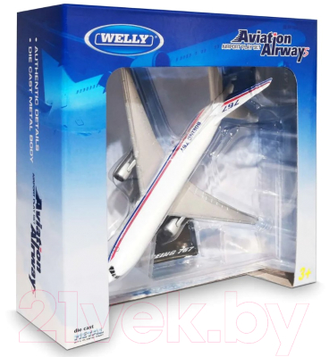 Самолет игрушечный Welly Boeing B767 / AV98835ST-W (белый)
