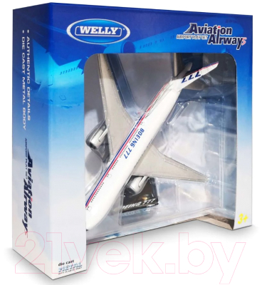 Самолет игрушечный Welly Boeing B777 / AV98836ST-W (белый)