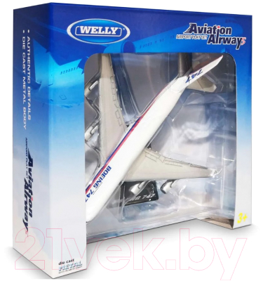 Самолет игрушечный Welly Boeing B747 / AV98837ST-W (белый)