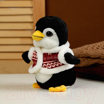 Мягкая игрушка Sima-Land Пингвин в шубке / 9672629 (черный)