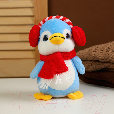 Мягкая игрушка Sima-Land Пингвин в наушниках / 9672622 (синий)