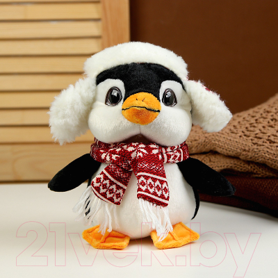Мягкая игрушка Sima-Land Пингвин в шапочке / 9672633 (черный)