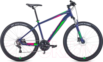 Велосипед Forward Apache 27.5 3.0 Disc / RBKW1M67Q039 (фиолетовый/зеленый)