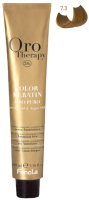 Крем-краска для волос Fanola Oro Puro Безаммиачная с кератином частицами золота тон 7.3 (100мл, блонд золотистый) - 