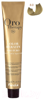 Крем-краска для волос Fanola Oro Puro Безаммиачная с кератином частицами золота тон 8.0 (100мл, светлый блонд)