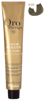 Крем-краска для волос Fanola Oro Puro Безаммиачная с кератином частицами золота тон 8.00 (100мл, интенсивный светлый блонд) - 