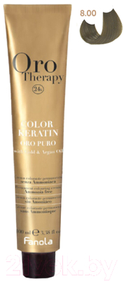 Крем-краска для волос Fanola Oro Puro Безаммиачная с кератином частицами золота тон 8.00 (100мл, интенсивный светлый блонд)
