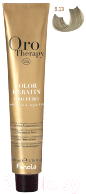 Крем-краска для волос Fanola Oro Puro Безаммиачная с кератином частицами золота тон 8.13 (100мл, светлый блонд бежевый)