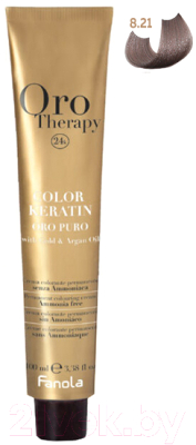 Крем-краска для волос Fanola Oro Puro Безаммиачная с кератином частицами золота тон 8.21 (100мл, светлый блонд пепельно-фиолетовый)