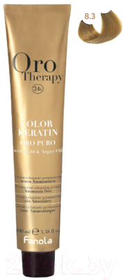 Крем-краска для волос Fanola Oro Puro Безаммиачная с кератином частицами золота тон 8.3 (100мл, светлый блонд золотистый)