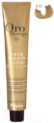Крем-краска для волос Fanola Oro Puro Безаммиачная с кератином частицами золота тон 8.31 (100мл, светлый блонд песочный)
