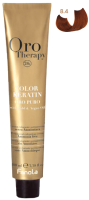 Крем-краска для волос Fanola Oro Puro Безаммиачная с кератином частицами золота тон 8.4 (100мл, светлый блонд медный) - 