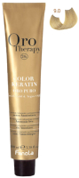Крем-краска для волос Fanola Oro Puro Безаммиачная с кератином частицами золота тон 9.0 (100мл, очень светлый блонд) - 