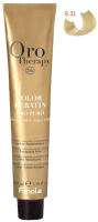 Крем-краска для волос Fanola Oro Puro Безаммиачная с кератином частицами золота тон 9.31 (100мл, очень светлый блонд песочный) - 