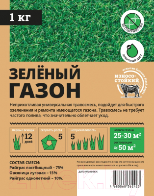 Семена газонной травы Мираторг Зеленый (1кг)